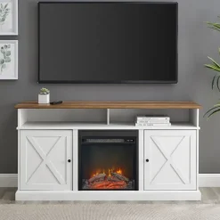 Wood X-Door Led Fireplace Cabinet-Kirkland's Home Shop