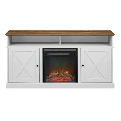 Wood X-Door Led Fireplace Cabinet-Kirkland's Home Shop