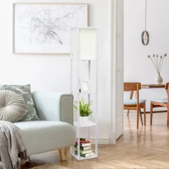 Wooden Column Shelf Floor Lamp-Kirkland's Home Hot