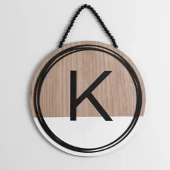 Wooden Neutral Beaded Monogram K Plaque-Kirkland's Home Clearance