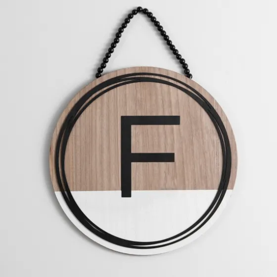 Wooden Neutral Beaded Monogram F Plaque-Kirkland's Home Fashion