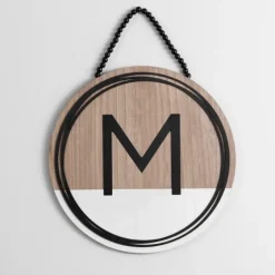 Wooden Neutral Beaded Monogram M Plaque-Kirkland's Home Fashion
