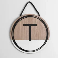 Wooden Neutral Beaded Monogram T Plaque-Kirkland's Home Fashion