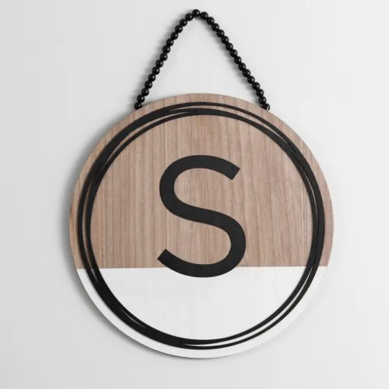 Wooden Neutral Beaded Monogram S Plaque-Kirkland's Home New