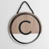 Wooden Neutral Beaded Monogram C Plaque-Kirkland's Home Fashion