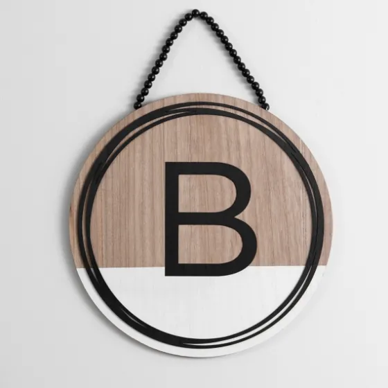 Wooden Neutral Beaded Monogram B Plaque-Kirkland's Home New