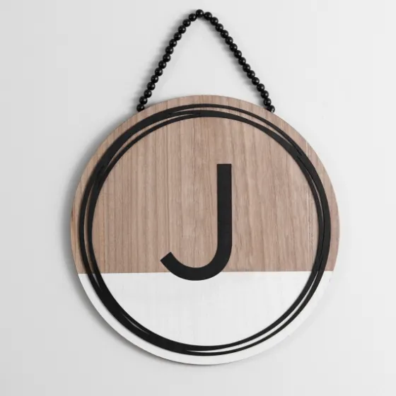 Wooden Neutral Beaded Monogram J Plaque-Kirkland's Home Cheap