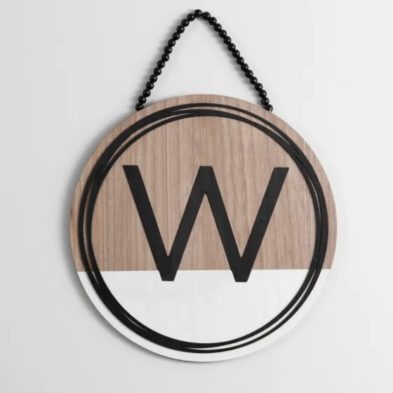 Wooden Neutral Beaded Monogram W Plaque-Kirkland's Home Cheap