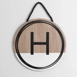Wooden Neutral Beaded Monogram H Plaque-Kirkland's Home Fashion