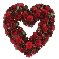 Wooden Roses And Cherries Valentine Heart Wreath-Kirkland's Home Clearance