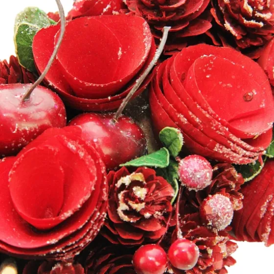 Wooden Roses And Cherries Valentine Heart Wreath-Kirkland's Home Clearance