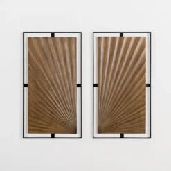 Wooden Starburst Metal Wall Plaques, Set Of 2-Kirkland's Home Best Sale