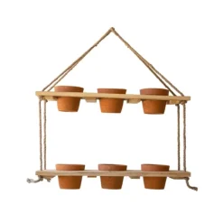 Wooden 2-Tier Hanging Shelf With Clay Pots-Kirkland's Home Fashion