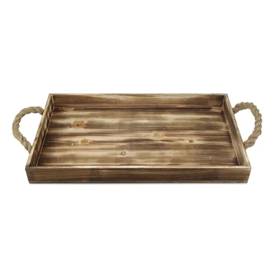 Wooden Tray With Rope Handles-Kirkland's Home Online