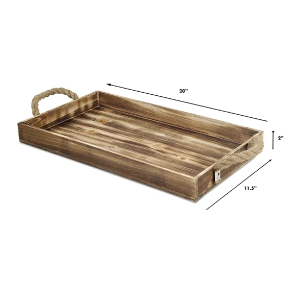 Wooden Tray With Rope Handles-Kirkland's Home Online