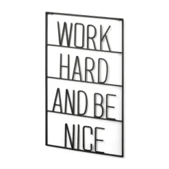 Word Hard And Be Nice Metal Wall Plaque-Kirkland's Home Online