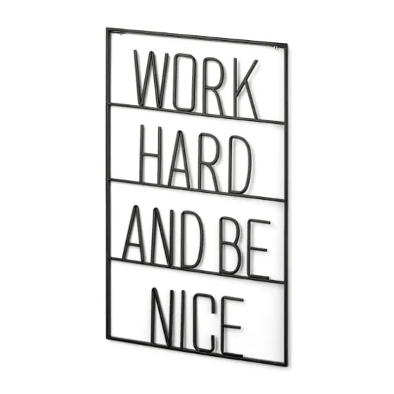 Word Hard And Be Nice Metal Wall Plaque-Kirkland's Home Online
