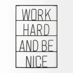 Word Hard And Be Nice Metal Wall Plaque-Kirkland's Home Online