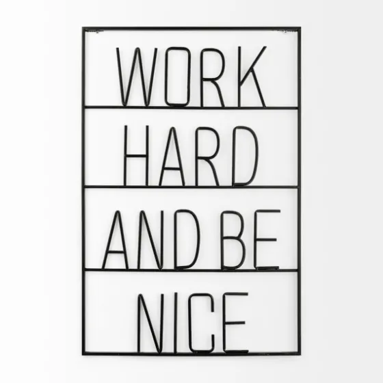 Word Hard And Be Nice Metal Wall Plaque-Kirkland's Home Online