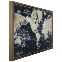 World Map On Black Framed Art Print-Kirkland's Home Discount
