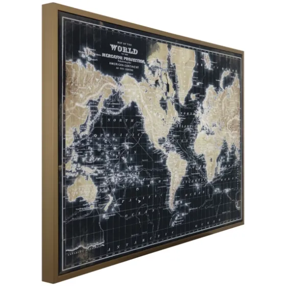 World Map On Black Framed Art Print-Kirkland's Home Discount