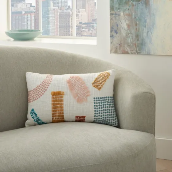 Woven Geometric Patches Lumbar Pillow-Kirkland's Home Flash Sale