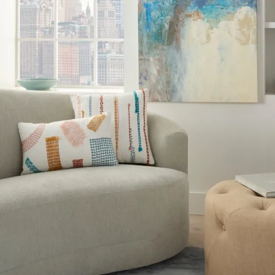 Woven Geometric Patches Lumbar Pillow-Kirkland's Home Flash Sale