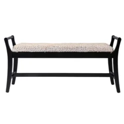 Woven Hyacinth And Black Wood Bench-Kirkland's Home Store