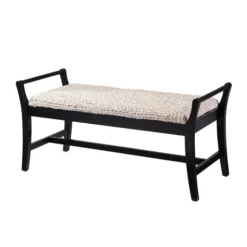 Woven Hyacinth And Black Wood Bench-Kirkland's Home Store
