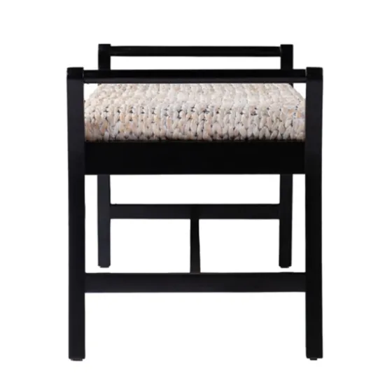 Woven Hyacinth And Black Wood Bench-Kirkland's Home Store
