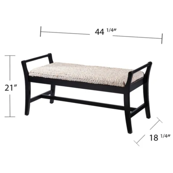 Woven Hyacinth And Black Wood Bench-Kirkland's Home Store