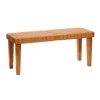 Woven Leather Textured Wood Bench-Kirkland's Home Clearance