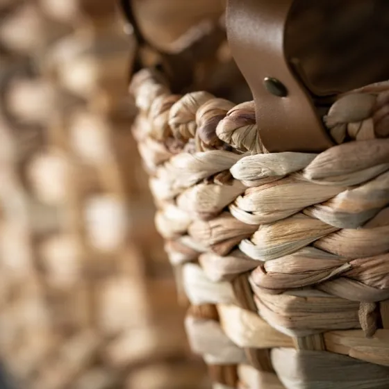 Woven Rat And Faux Leather Baskets, Set Of 2-Kirkland's Home Flash Sale