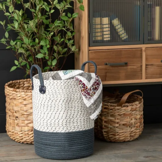 Woven Rat And Faux Leather Baskets, Set Of 2-Kirkland's Home Flash Sale