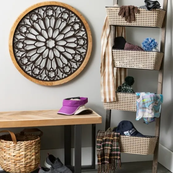 Woven Rat And Faux Leather Baskets, Set Of 2-Kirkland's Home Flash Sale