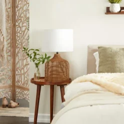 Woven Rattan Base Ivory Shade Table Lamp-Kirkland's Home Best