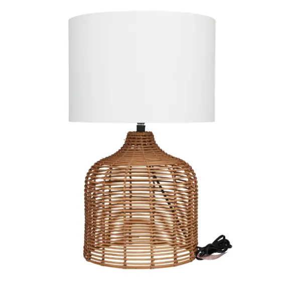 Woven Rattan Base Ivory Shade Table Lamp-Kirkland's Home Best