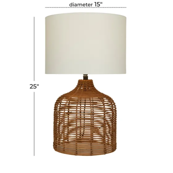 Woven Rattan Base Ivory Shade Table Lamp-Kirkland's Home Best
