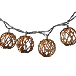 Woven Rattan Bulb Outdoor String Lights-Kirkland's Home New