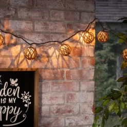 Woven Rattan Bulb Outdoor String Lights-Kirkland's Home New