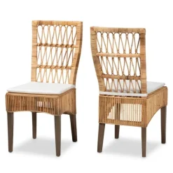 Woven Rattan White Cushion Dining Chairs, Set Of 2-Kirkland's Home Hot