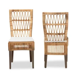 Woven Rattan White Cushion Dining Chairs, Set Of 2-Kirkland's Home Hot