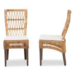 Woven Rattan White Cushion Dining Chairs, Set Of 2-Kirkland's Home Hot