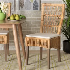 Woven Rattan White Cushion Dining Chairs, Set Of 2-Kirkland's Home Hot