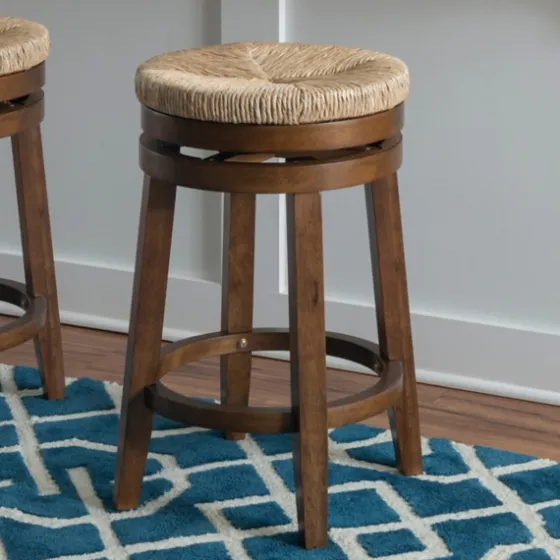 Woven Seagrass Walnut Wood Swivel Counter Stool-Kirkland's Home Best