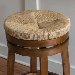 Woven Seagrass Walnut Wood Swivel Counter Stool-Kirkland's Home Best