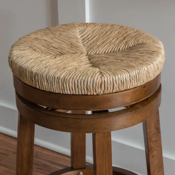 Woven Seagrass Walnut Wood Swivel Counter Stool-Kirkland's Home Best