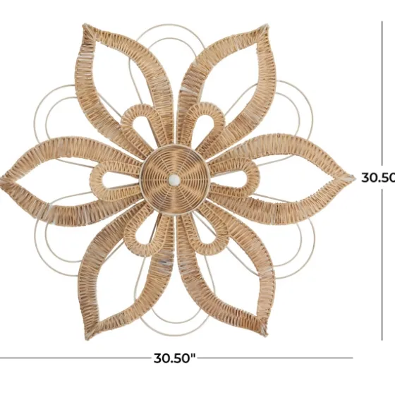 Woven Wicker And Wire Flower Wall Plaque-Kirkland's Home Outlet
