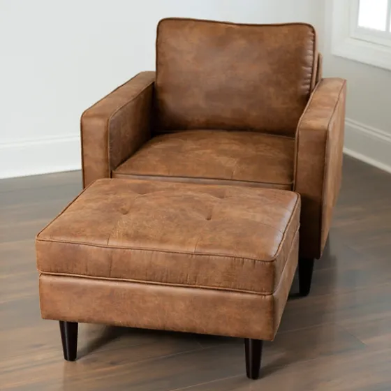 Wyatt Faux Leather Ottoman-Kirkland's Home Store