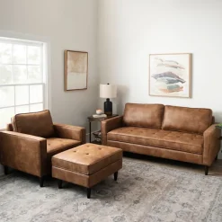 Wyatt Faux Leather Ottoman-Kirkland's Home Store